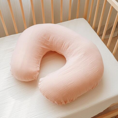Konssy 2 Pack Muslin Nursing Pillow Covers, Soft and Adorable Nursing Cover for Breastfeeding Pillows, Pillow Slipcover for Baby Girls Boys Newborn(Pink, Floral) in Saudi Arabia