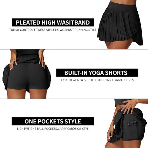 Raroauf Womens Pleated Tennis Skirts with Shorts High Waisted Mini Skirt Golf Skort Athletic Skirts Workout Pickball in Saudi Arabia