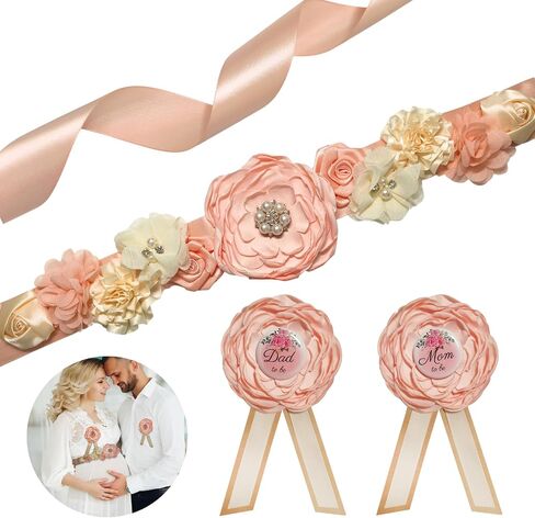 Maternity Sash for Baby Shower, Baby Shower Sashes for Mom and Dad Corsage Pin, Baby Shower Sash for Mommy, Pink in Saudi Arabia