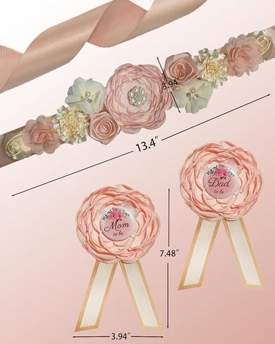 Maternity Sash for Baby Shower, Baby Shower Sashes for Mom and Dad Corsage Pin, Baby Shower Sash for Mommy, Pink in Saudi Arabia