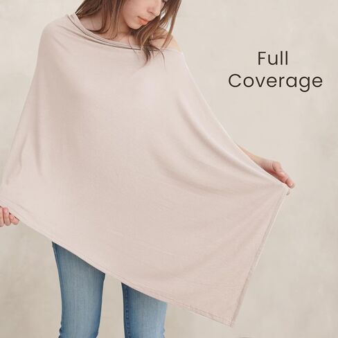 غطاء الرضاعة من Konssy Knit للرضاعة الطبيعية، غطاء للرضاعة الطبيعية قابل للتنفس 360 درجة للخصوصية الكاملة، مظلة مقعد السيارة متعددة الاستخدام (بيج أحمر الخدود) in Kuwait