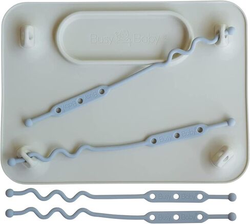 BUSY BABY Silicone Mat - Suction Cups, 4 Straps to Secure Baby Essentials, Self Feeding, Baby Led Weaning, Travel Sleeve Included (Tan) in Kuwait