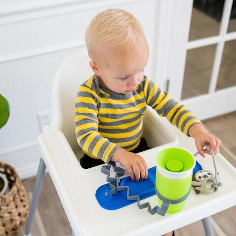 BUSY BABY Silicone Mat - Suction Cups, 4 Straps to Secure Baby Essentials, Self Feeding, Baby Led Weaning, Travel Sleeve Included (Tan) in Kuwait