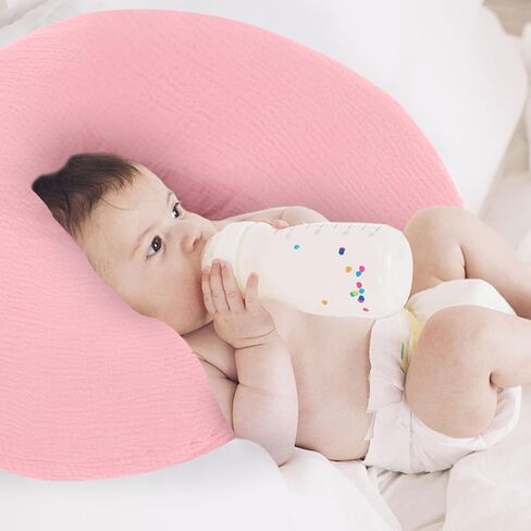 Pro Goleem Muslin Nursing Pillow Cover, 100% Cotton Soft Breathable Feeding Pillow Slipcover for Breastfeeding Moms, Fits Standard Infant Nursing Pillow, for Boys and Girls, 2 Pack (Brown＆Beige) in Kuwait