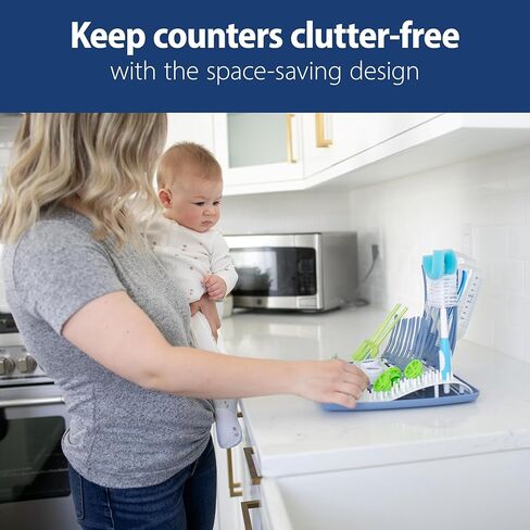 رف تجفيف زجاجات الأطفال القابل للطي من دكتور براون لسهولة التخزين، والحلمات الجافة، واللهايات وغيرها من مستلزمات الأطفال، خالية من مادة BPA in Kuwait