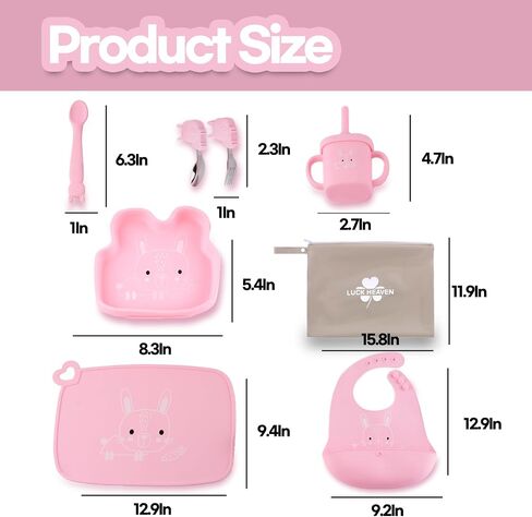 Silicone Baby Bib Feeding Set Led Weaning Supplies with Bowl Spoons Forks Dish Suction Cup Toddler Self Feeding in Saudi Arabia