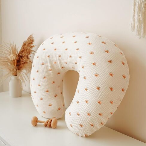 Konssy 2 Pack Muslin Nursing Pillow Covers, Soft and Adorable Nursing Cover for Breastfeeding Pillows, Pillow Slipcover for Baby Girls Boys Newborn(Pink, Floral) in Saudi Arabia