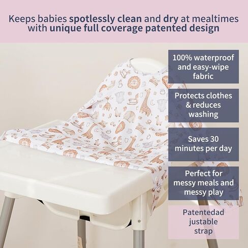 Long Sleeve Baby Bib - Mess-Proof Feeding Bibs for Babies - Adjustable, Waterproof, and Highchair/Table Attachment in Saudi Arabia