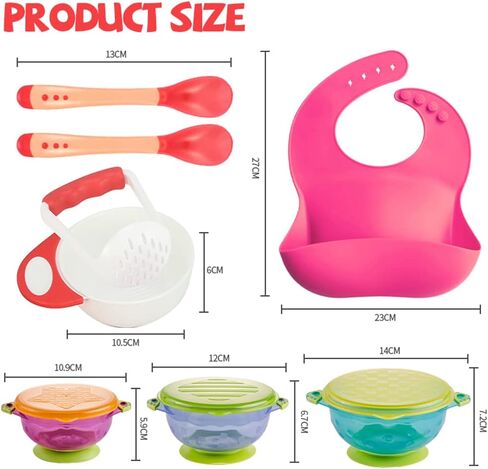 RyanLemon Baby Feeding Set, Baby Flatware Sets, Silicone Baby Led Weaning Set, Suction Plate and Bowl, Pocket Bib, Spoon Fork, Toddler Flatware Set for Babies 6 Months+, Pink in Saudi Arabia