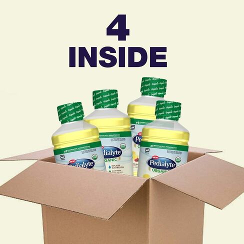 Pedialyte Organic Electrolyte Solution, Crisp Lemon Berry, 33.8 Fl. Oz (Pack of 4) in Saudi Arabia