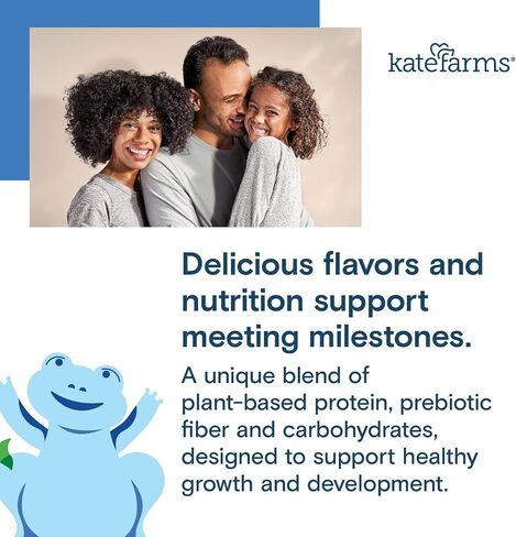 KATE FARMS عضوي للأطفال 1.2 مخفوق تغذية الفانيليا من مصدر وحيد، 12 جرام بروتين، 27 فيتامين ومعادن، بديل للوجبات عالية السعرات الحرارية، خالي من الغلوتين، 8.45 أونصة (12 عبوة) in Kuwait