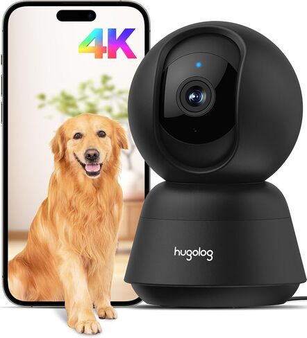 كاميرا Hugolog 3K 5MP للأمن الداخلي/الإمالة مع التركيز التلقائي، مثالية لمراقبة الأطفال/كاميرا الحيوانات الأليفة/أمن المنزل، رؤية ليلية ملونة بضوء النجوم، الذكاء الاصطناعي البشري/الحيوانات الأليفة، تقليل الضوضاء، سحابة الولايات المتحدة، تعمل مع Alexa in Kuwait