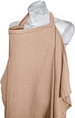 Konssy Muslin Nursing Cover Up for Breastfeeding with Rigid Hoop | 100% Cotton Nursing Apron, Lightweight & Breathable, Carseat Canopy, Breast Feeding Covers for Women (Summer Wheat) in Saudi Arabia