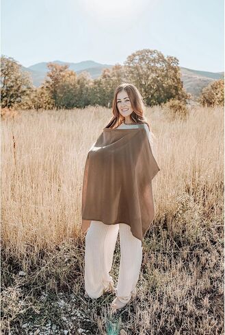 Konssy Muslin Nursing Cover Up for Breastfeeding with Rigid Hoop | 100% Cotton Nursing Apron, Lightweight & Breathable, Carseat Canopy, Breast Feeding Covers for Women (Summer Wheat) in Saudi Arabia