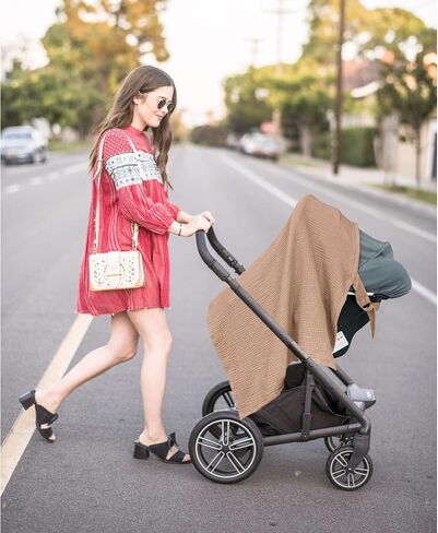Konssy Muslin Nursing Cover Up for Breastfeeding with Rigid Hoop | 100% Cotton Nursing Apron, Lightweight & Breathable, Carseat Canopy, Breast Feeding Covers for Women (Summer Wheat) in Saudi Arabia