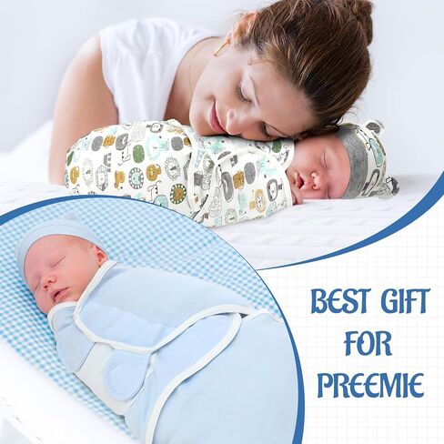 مجموعة من 4 قطع من بطانية Buryeah من Preemie مع قبعة للأطفال الأولاد والبنات بوزن 3-7 رطل من ملابس Preemie لحديثي الولادة (رمادي، نجمة) in Saudi Arabia