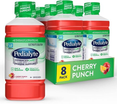 Pedialyte AdvancedCare Electrolyte Solution with PreActiv Prebiotics, Hydration Drink, Strawberry Lemonade, 1 Liter, 4 Count in Saudi Arabia