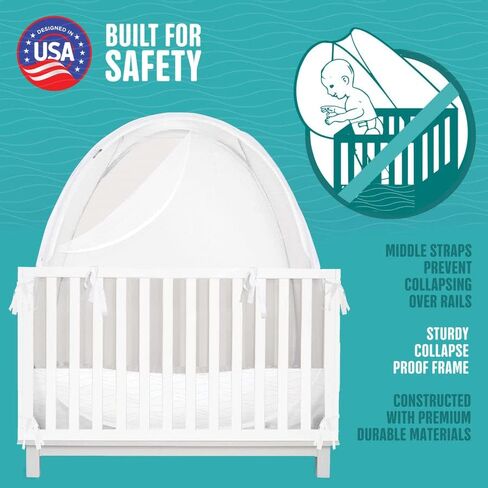 KinderSense® - Baby Safety Crib Tent - Premium Toddler Crib Topper to Keep Baby from Climbing Out - See Through Mesh Crib Net - Mosquito Net - Pop-Up Crib Tent Canopy in Saudi Arabia