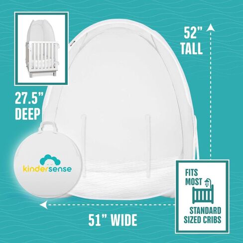 KinderSense® - Baby Safety Crib Tent - Premium Toddler Crib Topper to Keep Baby from Climbing Out - See Through Mesh Crib Net - Mosquito Net - Pop-Up Crib Tent Canopy in Saudi Arabia
