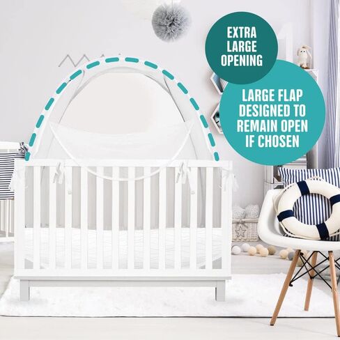 KinderSense® - Baby Safety Crib Tent - Premium Toddler Crib Topper to Keep Baby from Climbing Out - See Through Mesh Crib Net - Mosquito Net - Pop-Up Crib Tent Canopy in Saudi Arabia