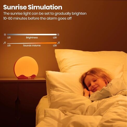 Light Therapy Lamp, Sunlight Alarm Clock with 10,000 Lux Therapy Light, Wake Up Light with 20 Brightness & 4 Color Temperature, Dual Alarms & Snooze,11 Atmosphere Lights and Sleep Aid in Saudi Arabia