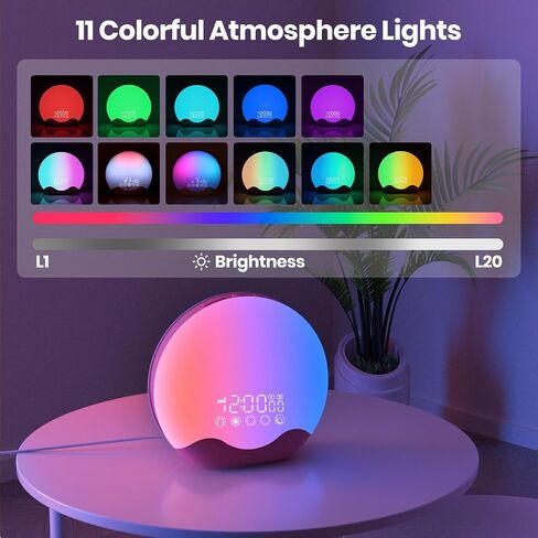 Light Therapy Lamp, Sunlight Alarm Clock with 10,000 Lux Therapy Light, Wake Up Light with 20 Brightness & 4 Color Temperature, Dual Alarms & Snooze,11 Atmosphere Lights and Sleep Aid in Saudi Arabia