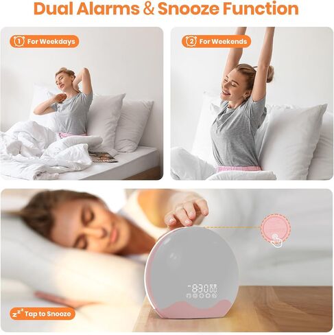 Light Therapy Lamp, Sunlight Alarm Clock with 10,000 Lux Therapy Light, Wake Up Light with 20 Brightness & 4 Color Temperature, Dual Alarms & Snooze,11 Atmosphere Lights and Sleep Aid in Saudi Arabia
