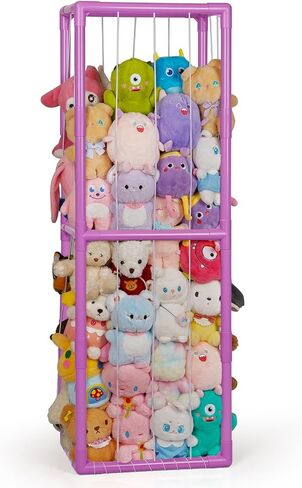 Stuffed Animal Storage Zoo Holder Space Save, PVC Stuffed Animal Organizer | Vertical Plush Toy Organizer with Elastic Band and Net, Large Capacity Stuffy Storage for Playroom Bedroom Nursery in Saudi Arabia