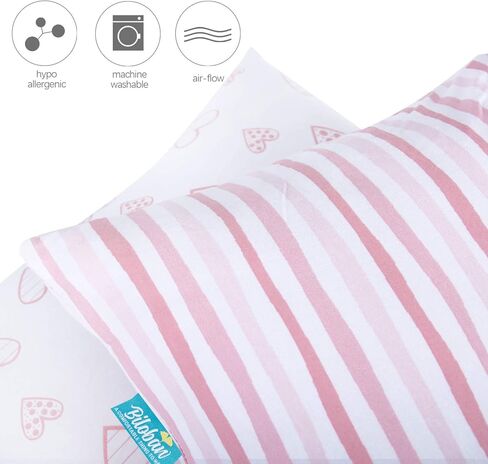 Biloban Organic Cotton Toddler Pillowcase 2 Pack, (Pillowcase Only) Kids Pillowcase for Sleeping Fit Pillow Sized 13"x 18" or 14"x19", Envelope Travel Pillowcase for Girl Boy, Gray Heart & White Star in Kuwait