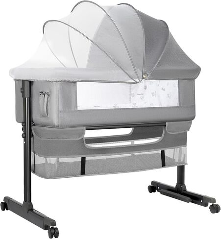 Baby Bassinet, Baby Basinet Bedside Sleeper, Easy to Fold Portable Crib Side Bassinet 2024new Style Girl/boy bassinets (Dark Gray) in Saudi Arabia