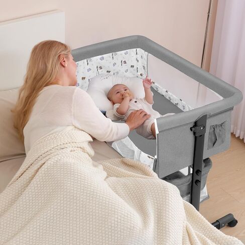 Baby Bassinet, Baby Basinet Bedside Sleeper, Easy to Fold Portable Crib Side Bassinet 2024new Style Girl/boy bassinets (Dark Gray) in Saudi Arabia