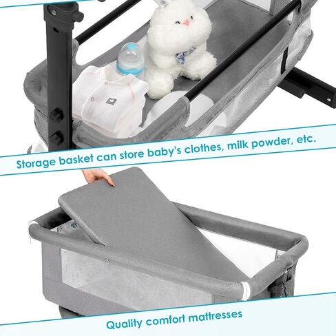 Baby Bassinet, Baby Basinet Bedside Sleeper, Easy to Fold Portable Crib Side Bassinet 2024new Style Girl/boy bassinets (Dark Gray) in Saudi Arabia