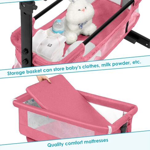 Baby Bassinet, Baby Basinet Bedside Sleeper, Easy to Fold Portable Crib Side Bassinet 2024new Style Girl/boy bassinets (Dark Gray) in Saudi Arabia