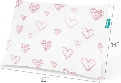 Biloban Organic Cotton 2 Pack Kids Toddler Pillowcase for Children Toddler Pillows 13"x 18" or 14"x19", Envelope Travel Toddler Pillow Cover Case (Pink Print) in Kuwait