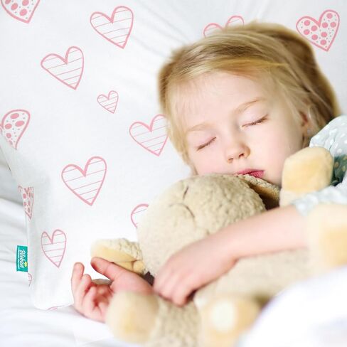 Biloban Organic Cotton 2 Pack Kids Toddler Pillowcase for Children Toddler Pillows 13"x 18" or 14"x19", Envelope Travel Toddler Pillow Cover Case (Pink Print) in Kuwait