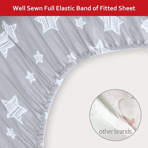 Moonsea Toddler Bed Sheets, 3 Piece Toddler Sheet Set, Soft Breathable Crib Bedding Set for Boys Includes a Flat Sheet, a Fitted Sheet, a Pillowcase, Grey Star in Saudi Arabia