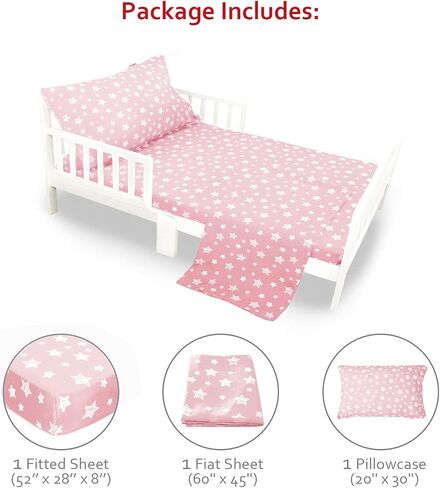 Moonsea Toddler Bed Sheets, 3 Piece Toddler Sheet Set, Soft Breathable Crib Bedding Set for Boys Includes a Flat Sheet, a Fitted Sheet, a Pillowcase, Grey Star in Kuwait