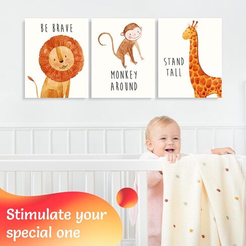 Throwback Traits Safari Nursery Decor - Baby Room Decor Animal Pictures for Nursery, Safari Decor, Baby Wall Decor, Nursery Wall Decor, Nursery Wall Art for Boys and Girls, Set of 6 – 8x10 (Safari) in Saudi Arabia