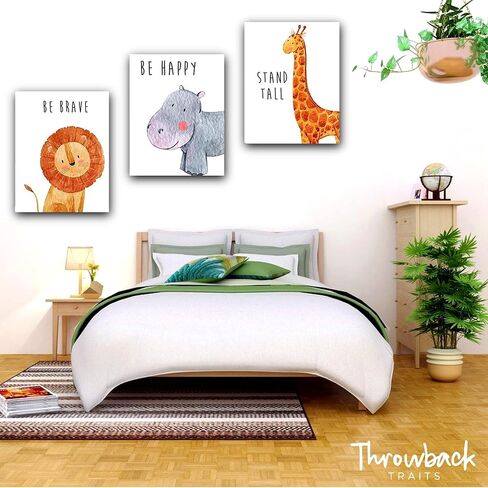 Throwback Traits Safari Nursery Decor - Baby Room Decor Animal Pictures for Nursery, Safari Decor, Baby Wall Decor, Nursery Wall Decor, Nursery Wall Art for Boys and Girls, Set of 6 – 8x10 (Safari) in Saudi Arabia