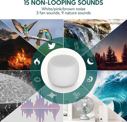 White Noise Machine Babelio Mini Sound Machine for Adults Kids Baby | 15 Non-looping Sounds | Timer | Easy to Pocket and Travel - White in Saudi Arabia