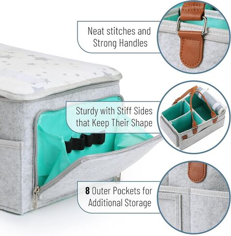Mr. Pen- Baby Diaper Caddy Organizer, Blue Inside, Diaper Organizer, Car Diaper Caddy, Baby Caddy Organizer, Portable Diaper Caddy, Diaper Organizer for Changing Table, Baby Organizer for Nursery in Saudi Arabia
