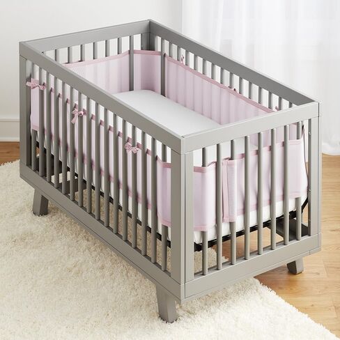 BreathableBaby Breathable Mesh Liner for Full-Size Cribs, Classic 3mm Mesh, Light Pink (Size 4FS Covers 3 or 4 Sides) in Kuwait