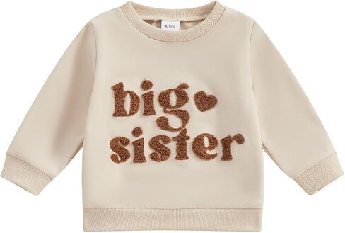 Ayalinggo Toddler Baby Boy Girl Matching Clothes Big Sis Bro Crewneck Sweatshirt Oversized Sweater Outfits in Saudi Arabia