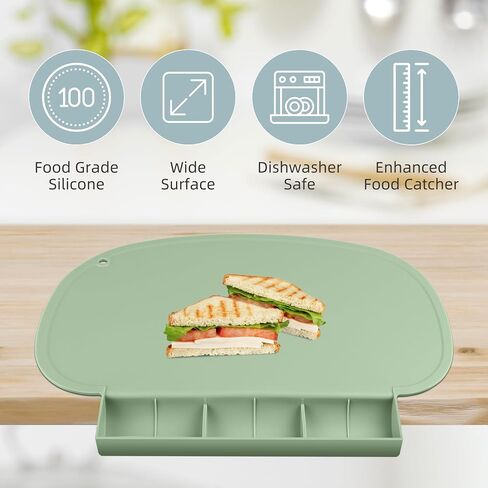 Silicone Placemat for Baby, Silicone Tablemats with Food Catching Pocket, Non-Slip Silicone Placemat for Restaurants Home Travel (Blush) in Saudi Arabia