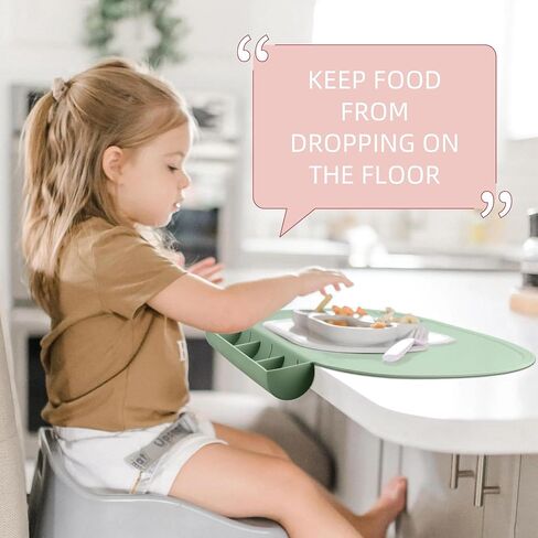 Silicone Placemat for Baby, Silicone Tablemats with Food Catching Pocket, Non-Slip Silicone Placemat for Restaurants Home Travel (Blush) in Saudi Arabia