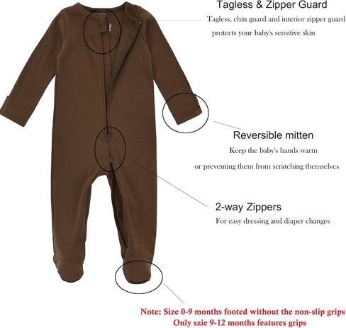 Aablexema Baby Pajamas with Feet and Mittens 2-Pack Zip Up Infant Cotton Long Sleeve Footies Sleep and Play in Saudi Arabia