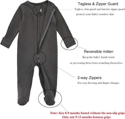 Aablexema Baby Pajamas with Feet and Mittens 2-Pack Zip Up Infant Cotton Long Sleeve Footies Sleep and Play in Saudi Arabia