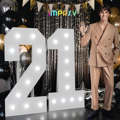 imprsv Marquee Numbers 18th-Birthday Decorations: Large 4ft Light up Number Balloon for Party Big 18 Year Old Girl Boy Birthday Decoration Anniversary Foam Board Wall Number 18 in Kuwait