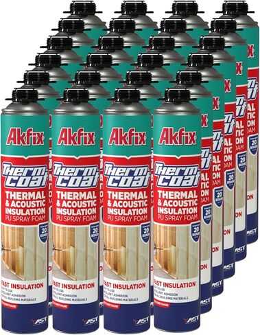 رذاذ رغوي عازل من Akfix Thermcoat (40 قدم لوح) - رذاذ رغوي عازل للجدار والعلية، إسفنج متمدد من البولي يوريثين، طقم عزل رغوي لرش الخلايا المغلقة، مسدس ومنظف غير متضمن | 2 حزمة in Saudi Arabia