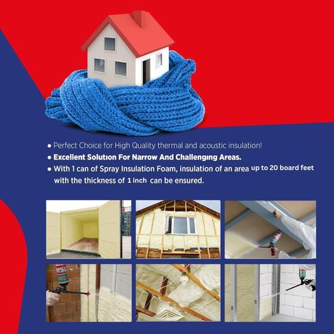 رذاذ رغوي عازل من Akfix Thermcoat (40 قدم لوح) - رذاذ رغوي عازل للجدار والعلية، إسفنج متمدد من البولي يوريثين، طقم عزل رغوي لرش الخلايا المغلقة، مسدس ومنظف غير متضمن | 2 حزمة in Saudi Arabia